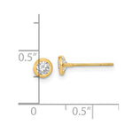 14K Polished Circle Bezel with CZ Post Earrings - Product Photo