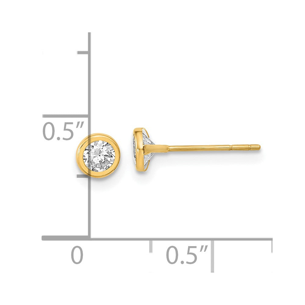14K Polished Circle Bezel with CZ Post Earrings - Product Photo
