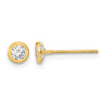 14K Polished Circle Bezel with CZ Post Earrings - Product Photo