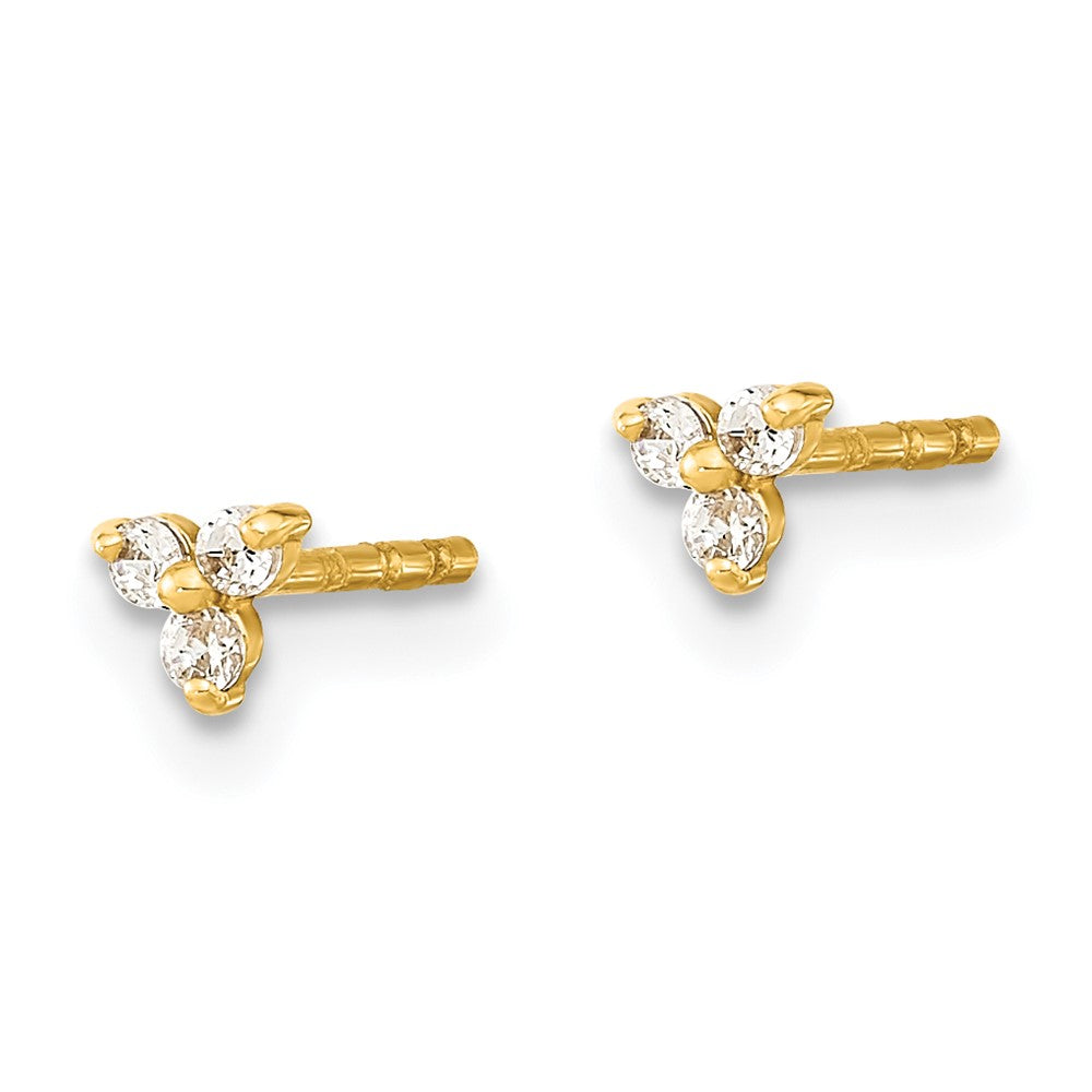 14K Polished CZ Triangle Post Earrings - Product Photo