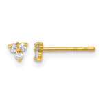 14K Polished CZ Triangle Post Earrings - Product Photo