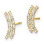 14K Polished Curved Bar CZ Post Earrings - Product Photo