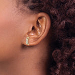 14K Polished Curved Bar CZ Post Earrings - Product Photo