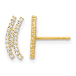 14K Polished Curved Bar CZ Post Earrings - Product Photo