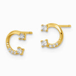 14K Yellow Gold CZ Horseshoe Post Earrings - Product Photo