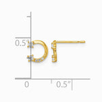 14K Yellow Gold CZ Horseshoe Post Earrings - Product Photo