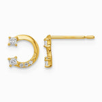 14K Yellow Gold CZ Horseshoe Post Earrings - Product Photo
