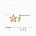 14K Yellow Gold CZ Star Post Earrings - Product Photo