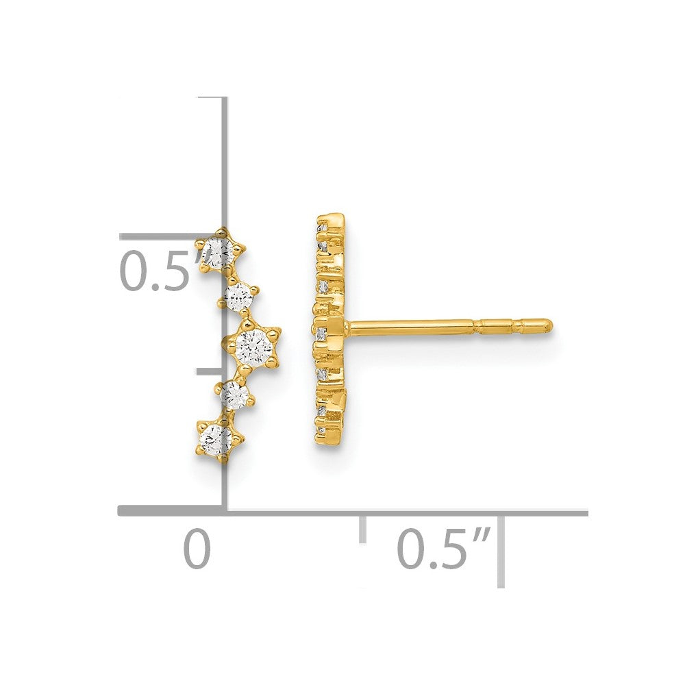 14K Polished Fancy CZ Post Earrings - Product Photo