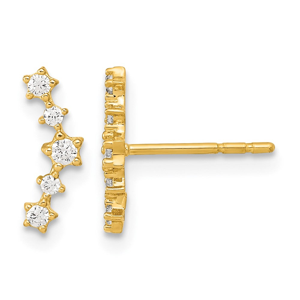 14K Yellow Gold Polished Fancy CZ Post Earrings