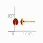 14K Yellow Gold Polished Enameled Small Ladybug Post Earrings - Product Photo