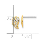 14K Two Tone Leaf Post Earrings - Product Photo