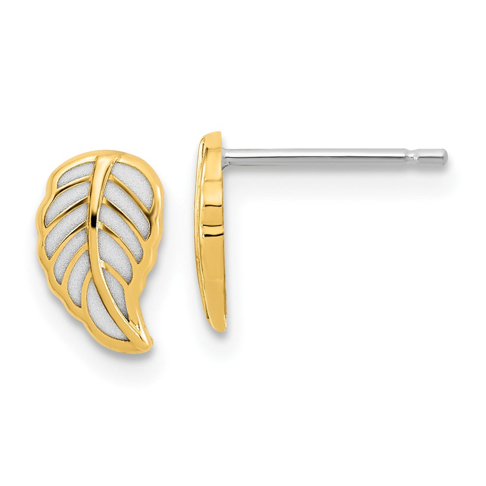 14K Two-tone Two Tone Leaf Post Earrings