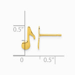 14K Yellow Gold Polished Music Note Post Earrings - Product Photo