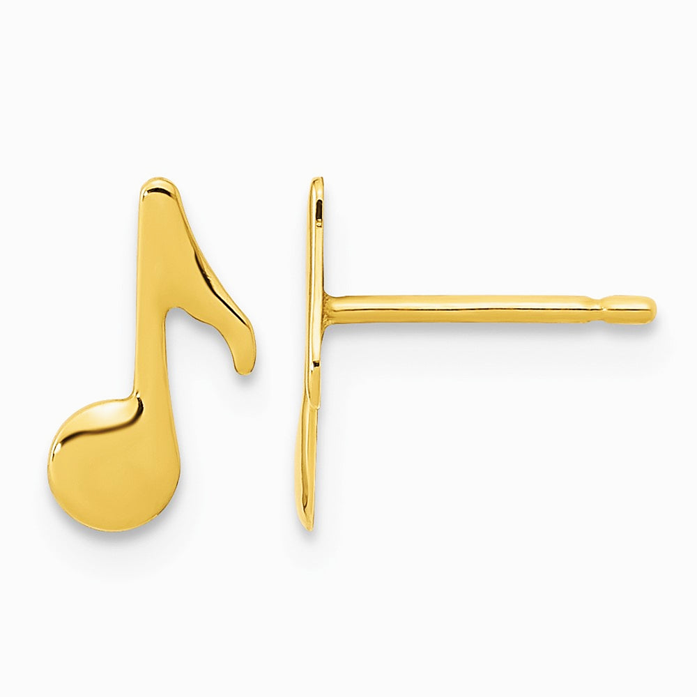 14K Yellow Gold Polished Music Note Post Earrings