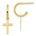 14K Yellow Gold Polished Cross Dangle Earrings - Product Photo