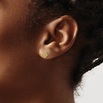 14k Blue Glass Stone Hamsa Post Earrings - Product Photo