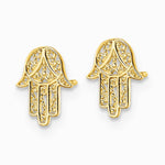 14K Yellow Gold Hamsa Post Earrings - Product Photo