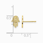 14K Yellow Gold Hamsa Post Earrings - Product Photo