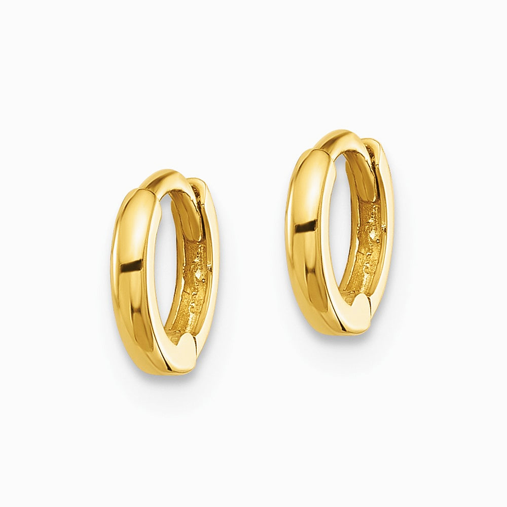 14K Yellow Gold Polished 1.45x7.5mm Hinged Huggie Hoop Earrings - Product Photo