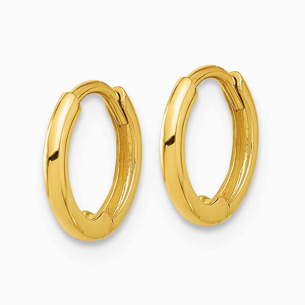 14K Yellow Gold Polished 1.45x10mm Hinged Huggie Hoop Earrings - Product Photo