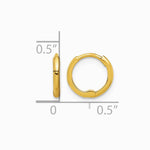 14K Yellow Gold Polished 1.45x10mm Hinged Huggie Hoop Earrings - Product Photo
