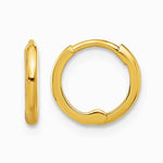 14K Yellow Gold Polished 1.45x10mm Hinged Huggie Hoop Earrings - Product Photo