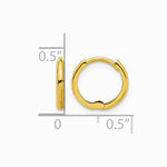 14K Yellow Gold Polished 1.45x11mm Hinged Huggie Hoop Earrings - Product Photo