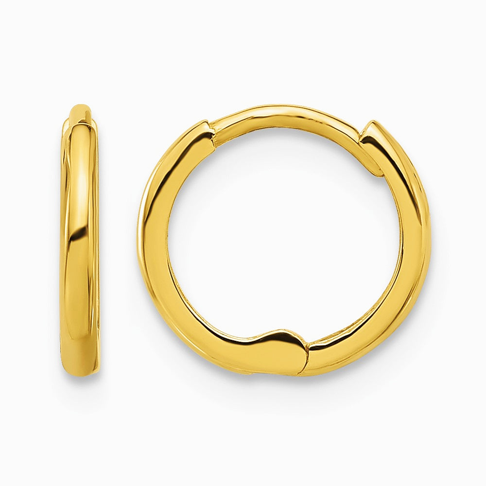 14K Yellow Gold Polished 1.45x11mm Hinged Huggie Hoop Earrings - Product Photo