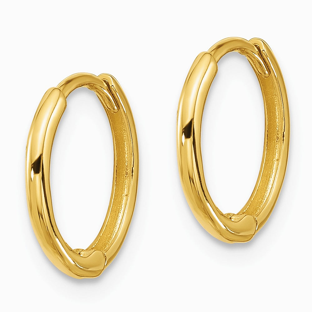 14K Yellow Gold Polished 1.45x13mm Hinged Huggie Hoop Earrings - Product Photo