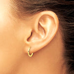14K Yellow Gold Polished 1.45x13mm Hinged Huggie Hoop Earrings - Product Photo