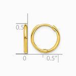 14K Yellow Gold Polished 1.45x13mm Hinged Huggie Hoop Earrings - Product Photo