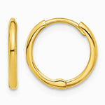 14K Yellow Gold Polished 1.45x13mm Hinged Huggie Hoop Earrings - Product Photo