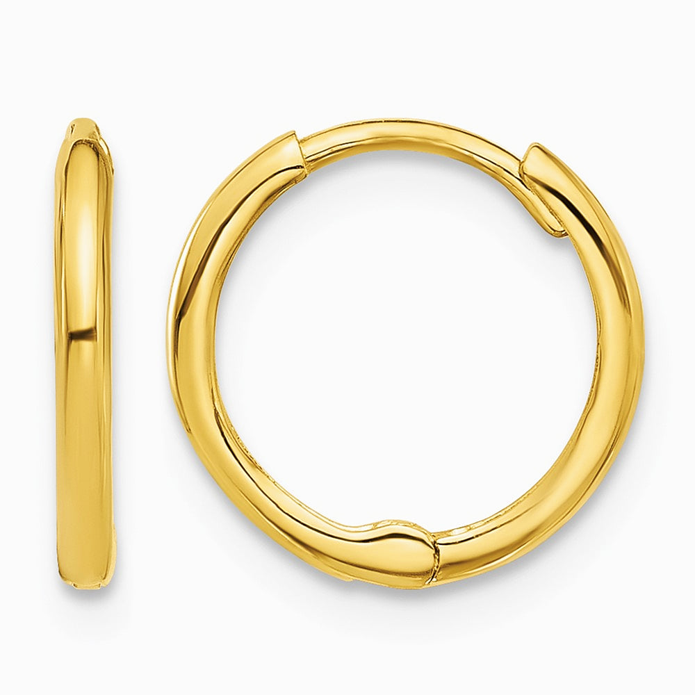 14K Yellow Gold Polished 1.45x13mm Hinged Huggie Hoop Earrings - Product Photo