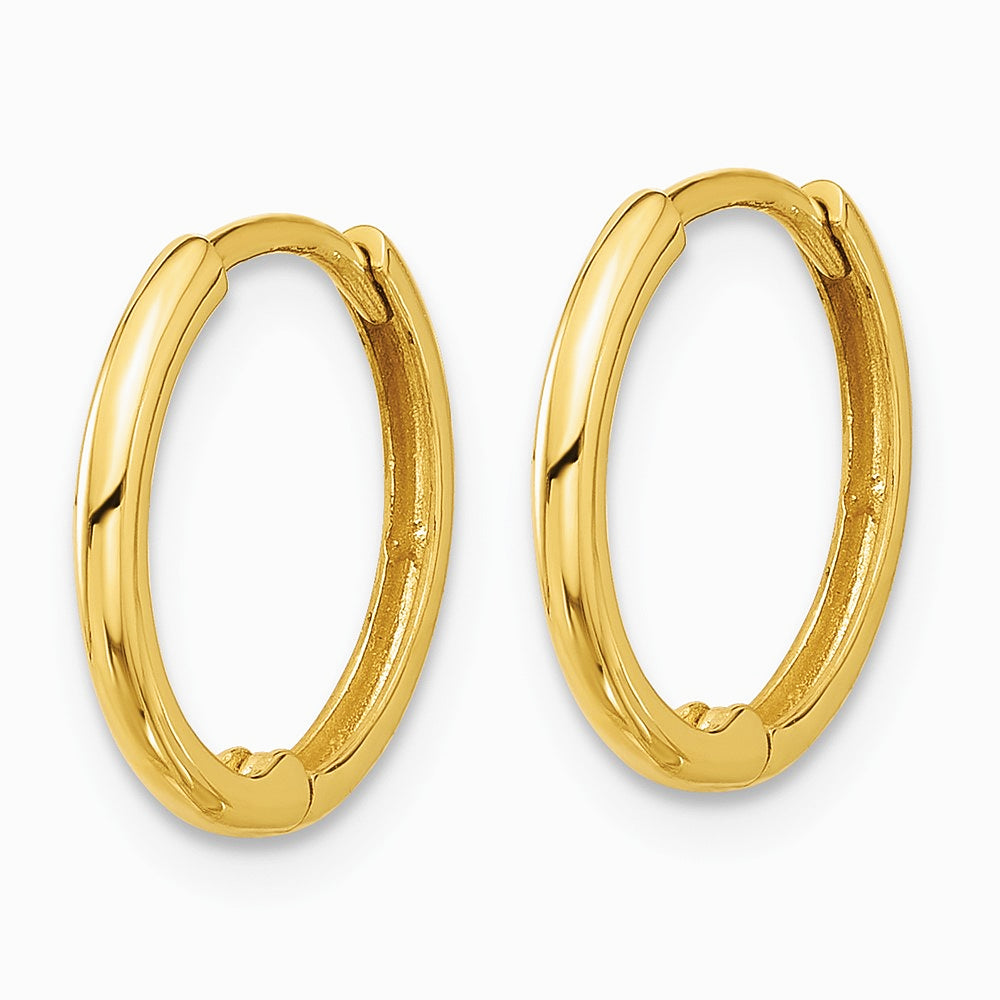 14K Yellow Gold Polished 1.45x14mm Hinged Huggie Hoop Earrings - Product Photo