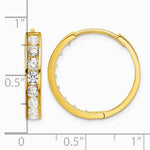 14K Yellow Gold Polished CZ 4x20mm Huggie Hoop Earrings - Product Photo