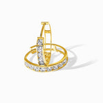 14K Yellow Gold Polished CZ 4x20mm Huggie Hoop Earrings - Product Photo