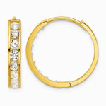 14K Yellow Gold Polished CZ 4x20mm Huggie Hoop Earrings - Product Photo