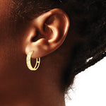 14K Yellow Gold Polished CZ 4x18mm Huggie Hoop Earrings - Product Photo