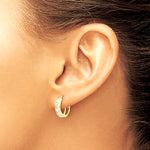 14K Yellow Gold Polished CZ 4x14mm Huggie Hoop Earrings - Product Photo