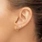 14K Yellow Gold Polished CZ Studs and Small Endless Hoop Earring Set - Product Photo