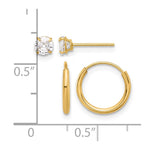14K Yellow Gold Polished CZ Studs and Small Endless Hoop Earring Set - Product Photo