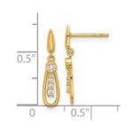 14K Polished Teardrop CZ Post Dangle Earrings - Product Photo