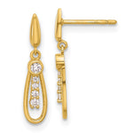 14K Polished Teardrop CZ Post Dangle Earrings - Product Photo