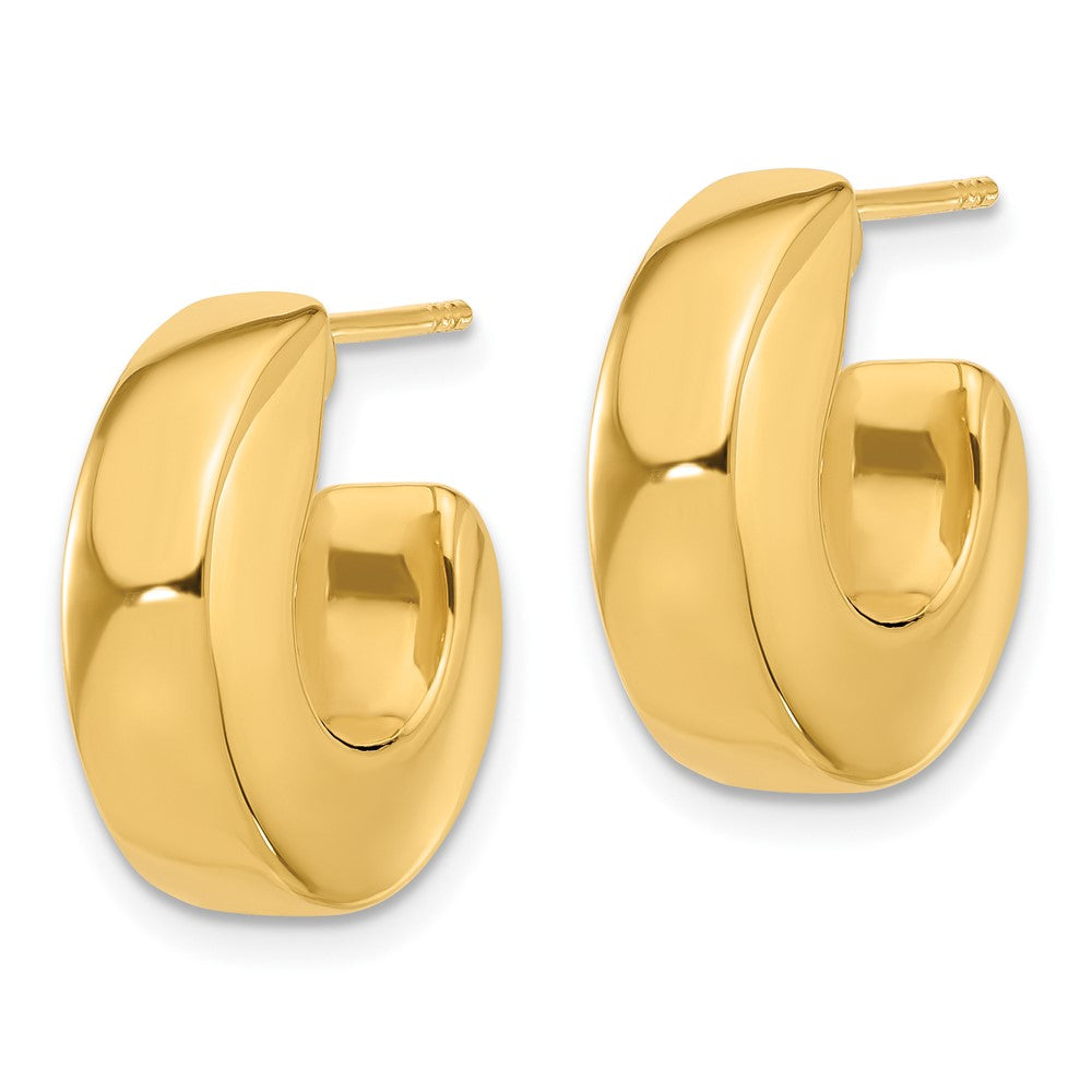 14K Polished J-Hoop Post Earrings - Product Photo