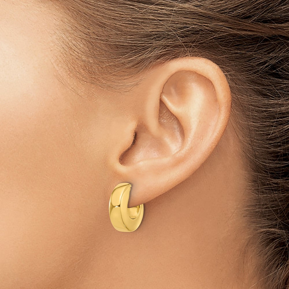 14K Polished J-Hoop Post Earrings - Product Photo