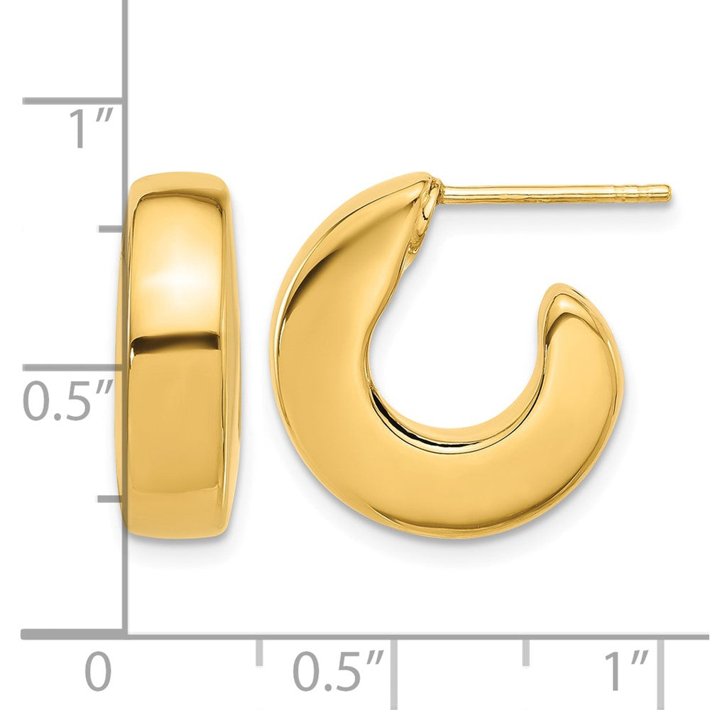 14K Polished J-Hoop Post Earrings - Product Photo
