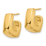 14K Polished Square J-Hoop Post Earrings - Product Photo