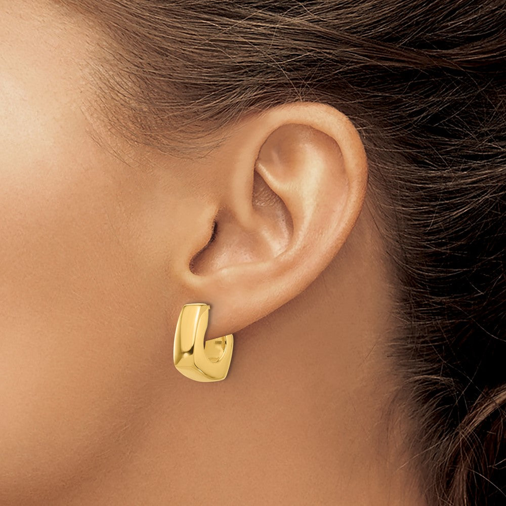 14K Polished Square J-Hoop Post Earrings - Product Photo