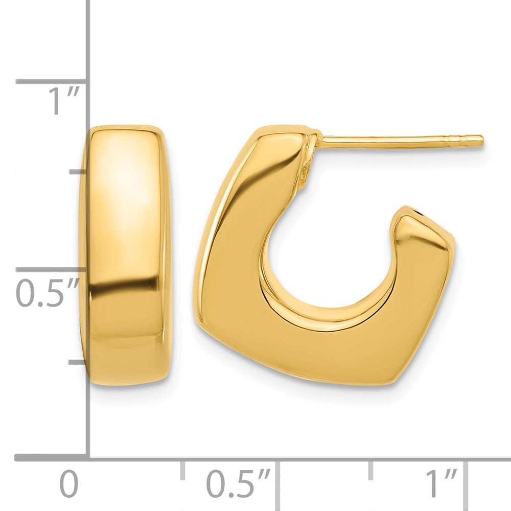 14K Polished Square J-Hoop Post Earrings - Product Photo